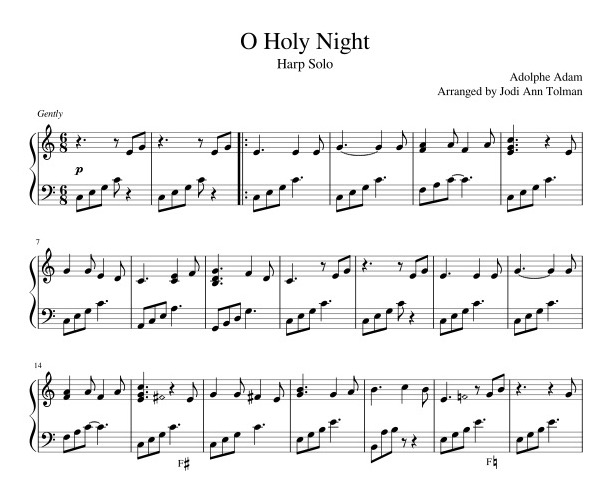 O Holy Night Sheet Music – Learning the Harp