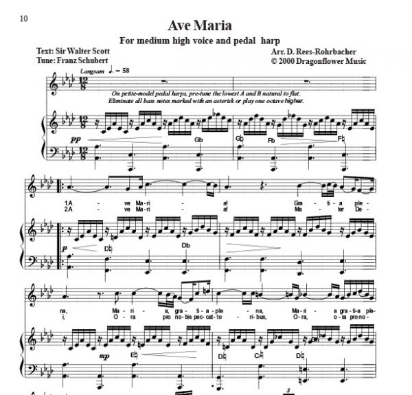 The Complete Ave Maria Harp Column Music