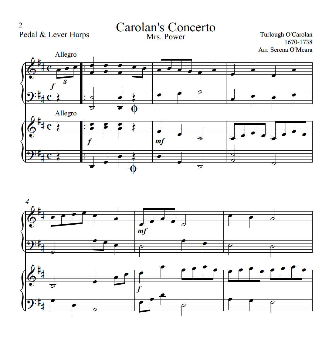 Carolan’s Concerto Harp Column Music