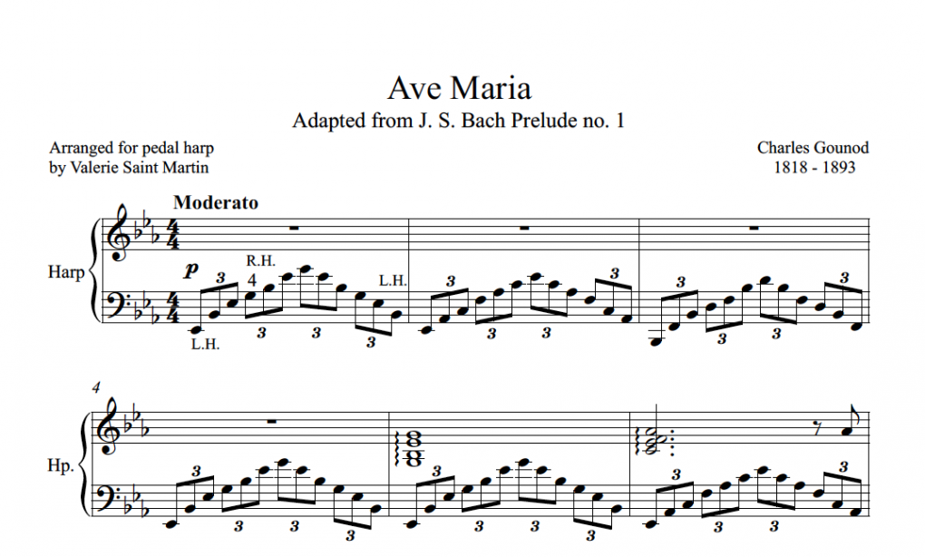 Ave Maria Harp Column Music