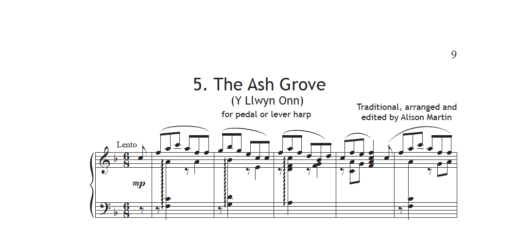 Popular Folk Songs for the Harp Harp Column Music