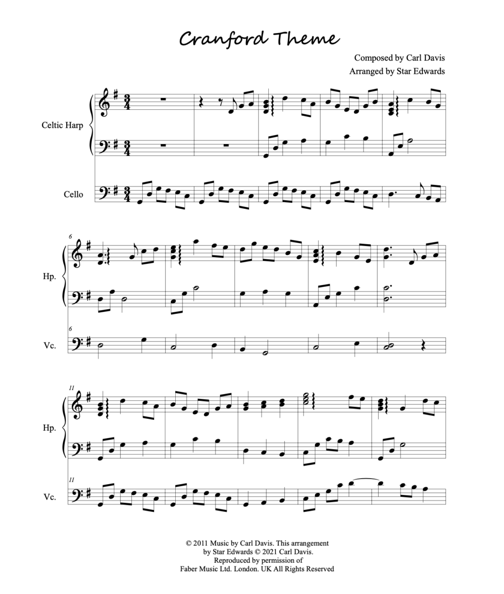 ‘Cranford’ Theme Music (harp and cello duet) Harp Column Music