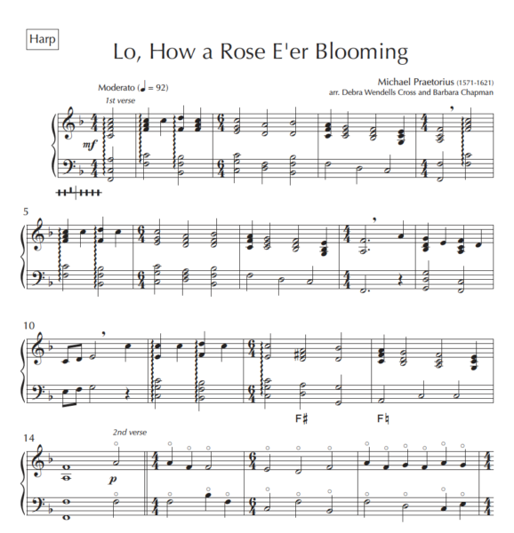 Lo, How a Rose E’er Blooming Harp Column Music