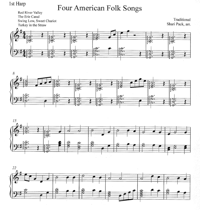 Four American Folk Songs Harp Column Music