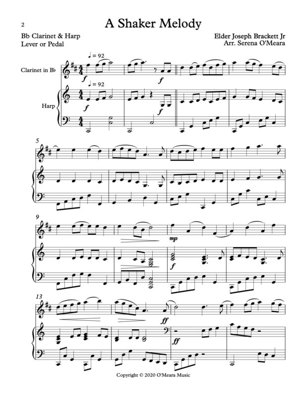 A Shaker Melody (Harp and Melody Instrument) Harp Column Music