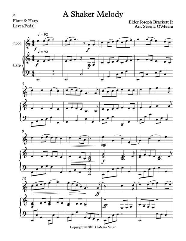 A Shaker Melody (Harp and Melody Instrument) Harp Column Music