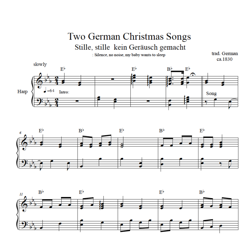 Two German Christmas Songs Harp Column Music