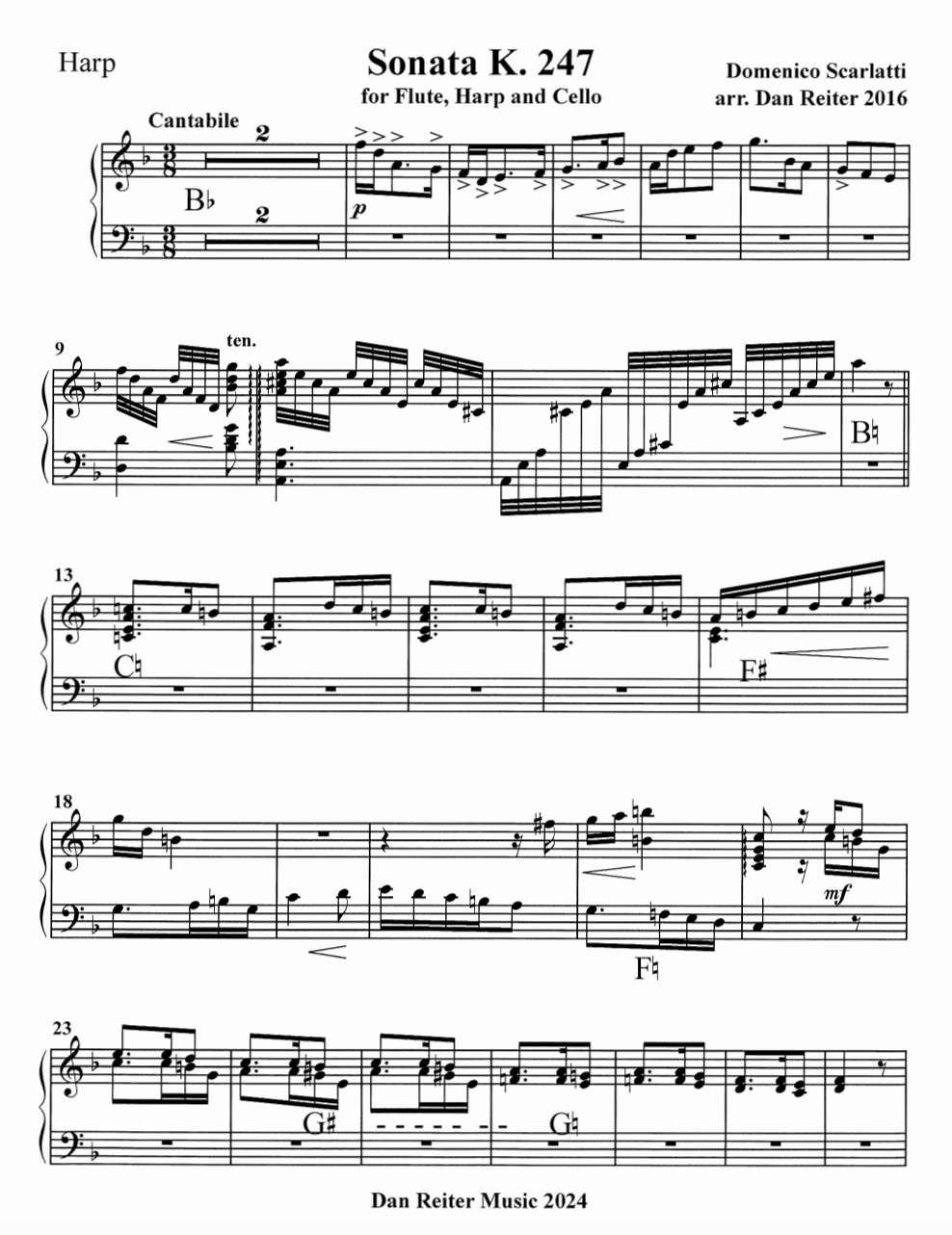 Scarlatti Sonata K. 247 – Harp Column Music
