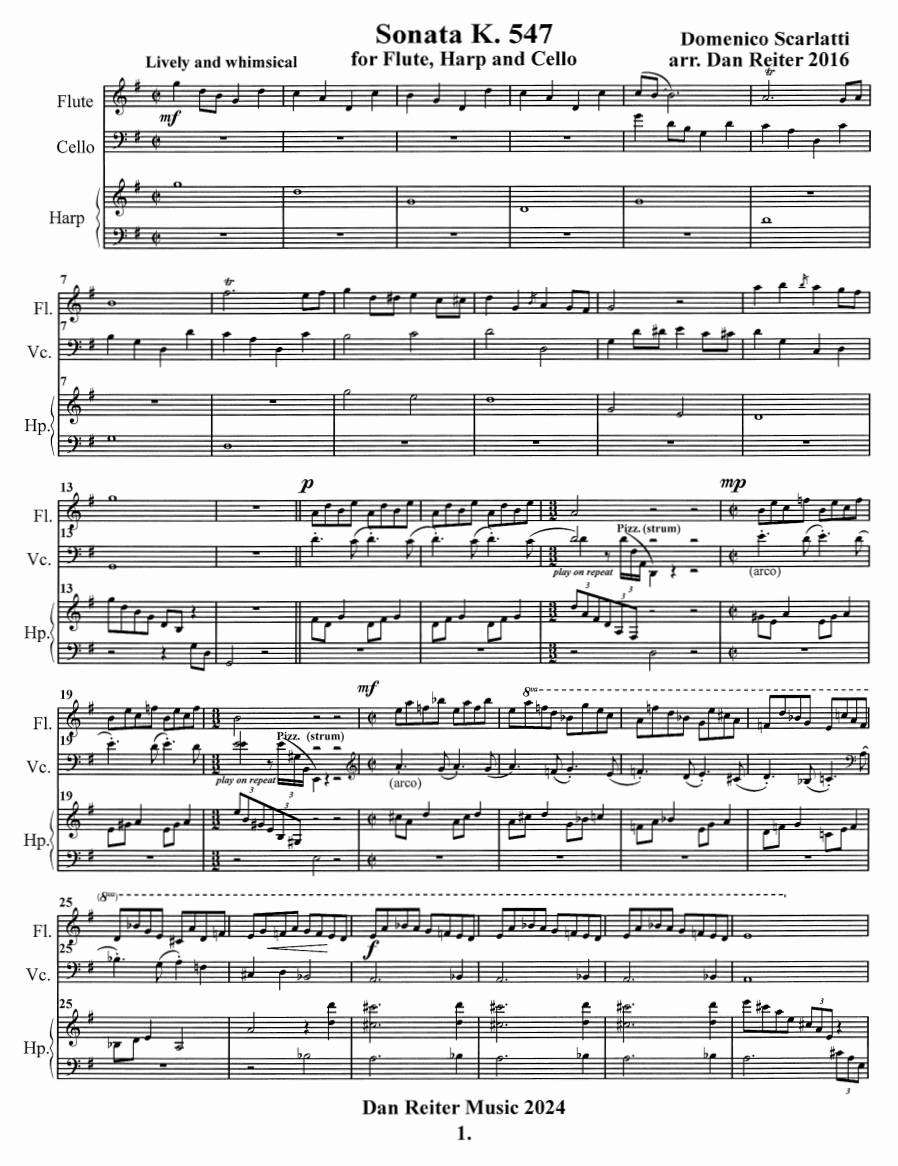 Scarlatti Sonata K. 547 – Harp Column Music