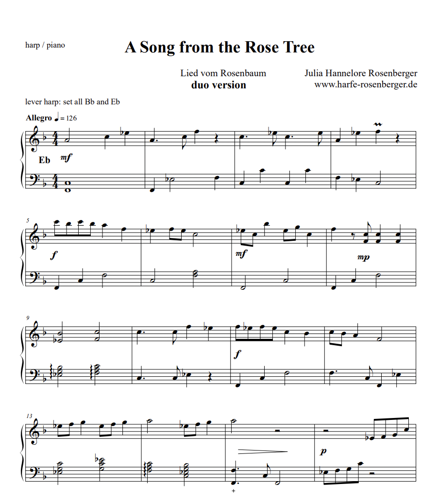 鈴平ひろ　版画　『THE SONG OF ROSE 』 A Song from the Rose Tree – Harp Column Music