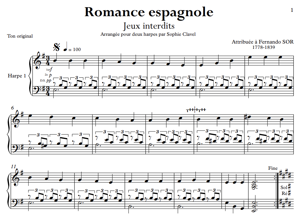 Jeux Interdits – Harp Column Music