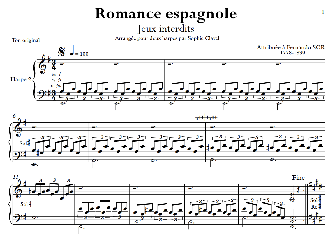 Jeux Interdits – Harp Column Music
