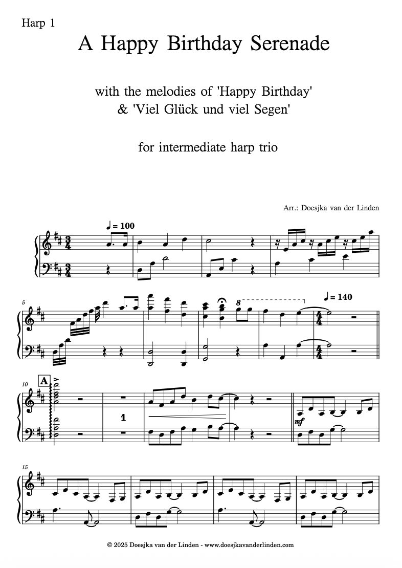 A Happy Birthday Serenade – Harp Column Music