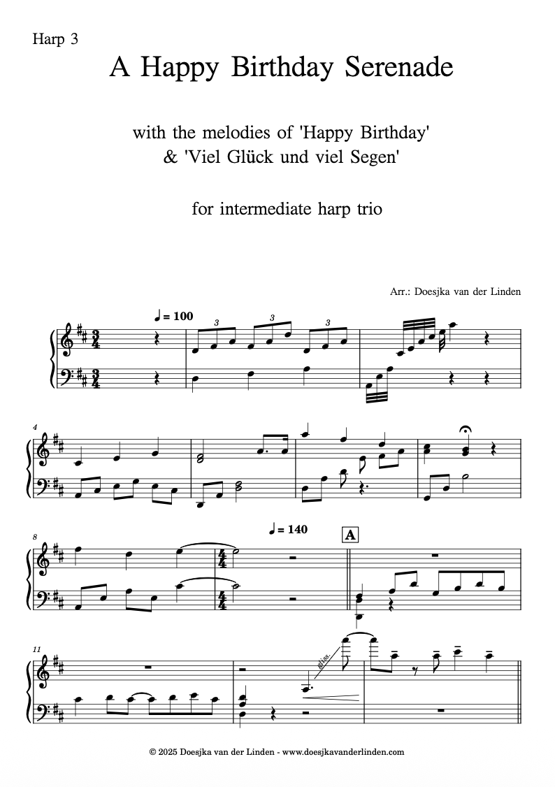 A Happy Birthday Serenade – Harp Column Music