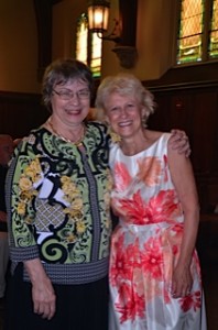 Stephanie Curcio with Meredith Goodrich (right), host of her retirement retrospective.