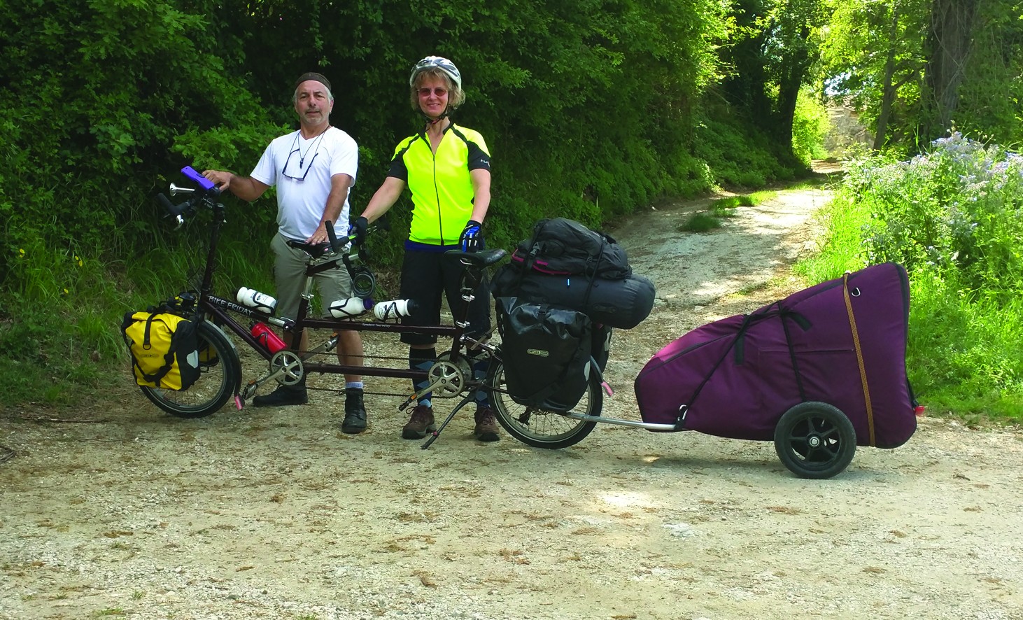 Sunita Staneslow and her husband Fred Schlomka are making their way through Europe on a tandem bike, towing what else but a harp. Their trek, which began in May, will continue into October. You can follow along on their adventures on Sunita’s official Facebook page.