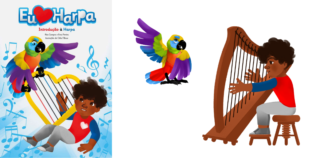 Portuguese harp method for young harpists now available in Spanish